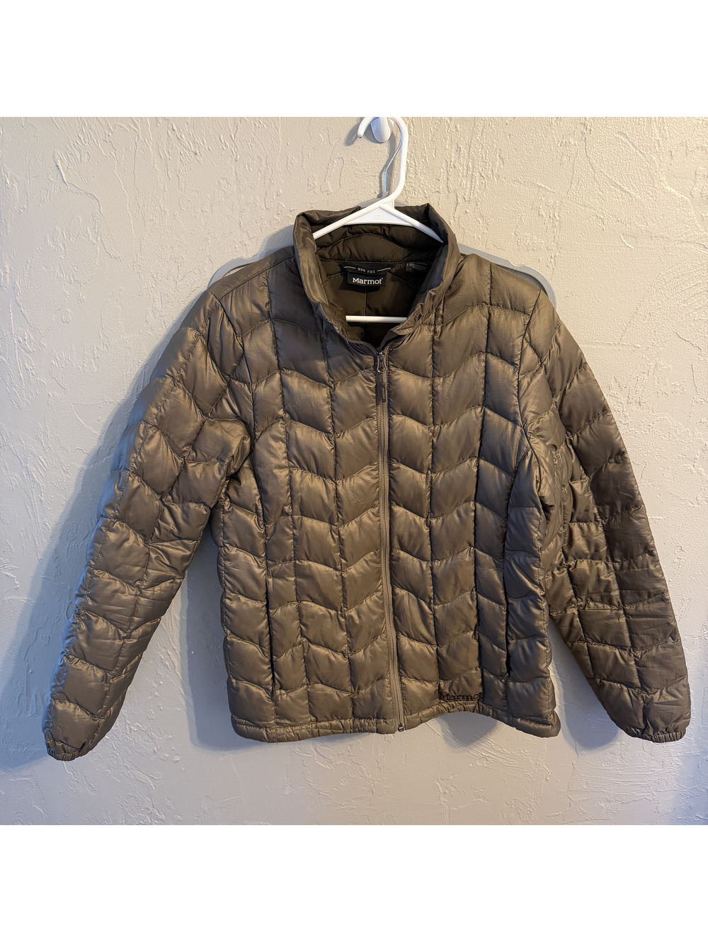 Marmot 800 Goose Down Jacket Womens Large Bronze Quilted Puffer Lightweight